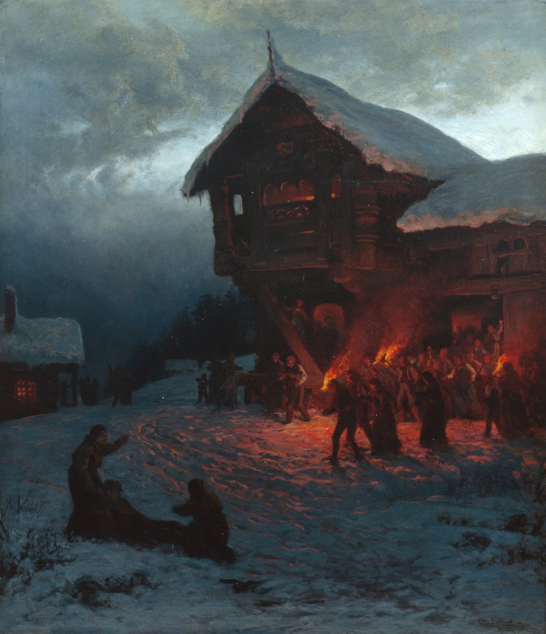 Lucha en una fiesta de Navidad, Munich de Otto Ludvig Sinding