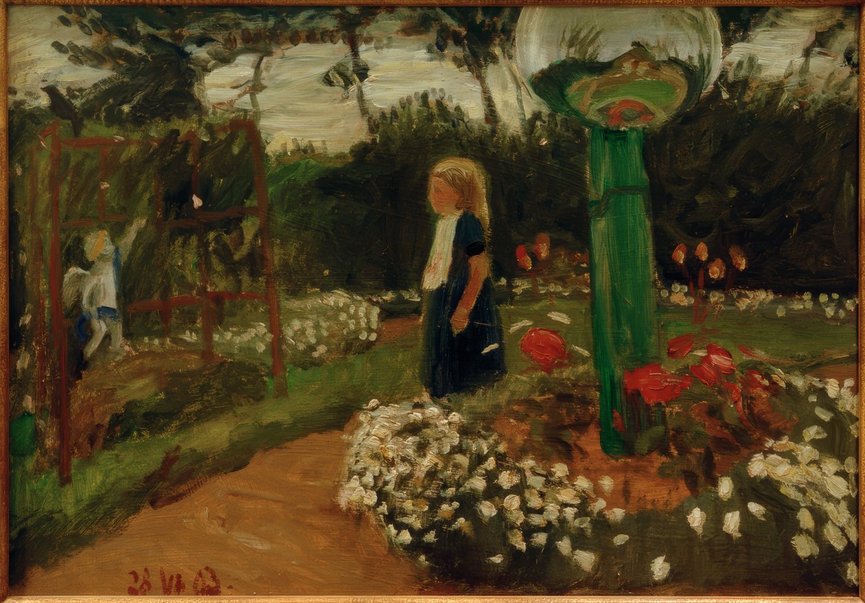 Elsbeth en el jardín con bola de cristal de Otto Modersohn