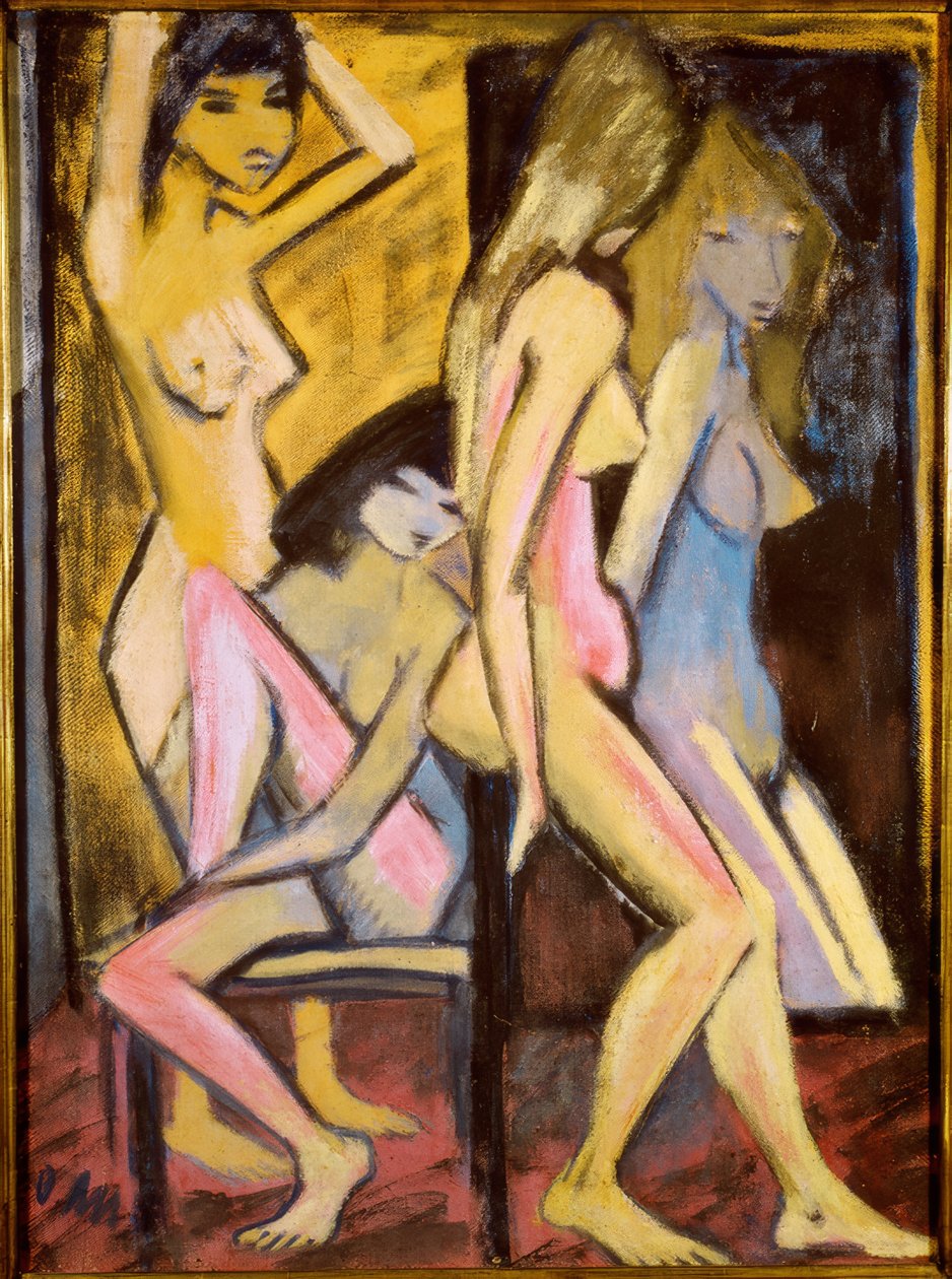 Tres desnudos frente al espejo de Otto Mueller