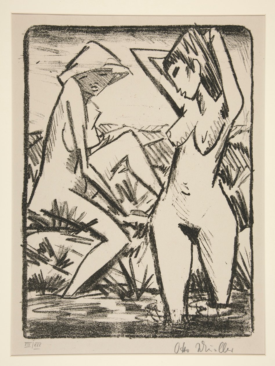 dos mujeres bañándose de Otto Mueller