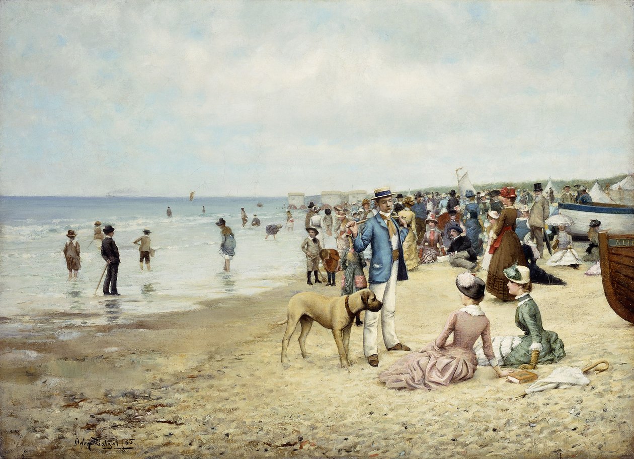 Un día en la playa, 1885 de Owen Dalziel