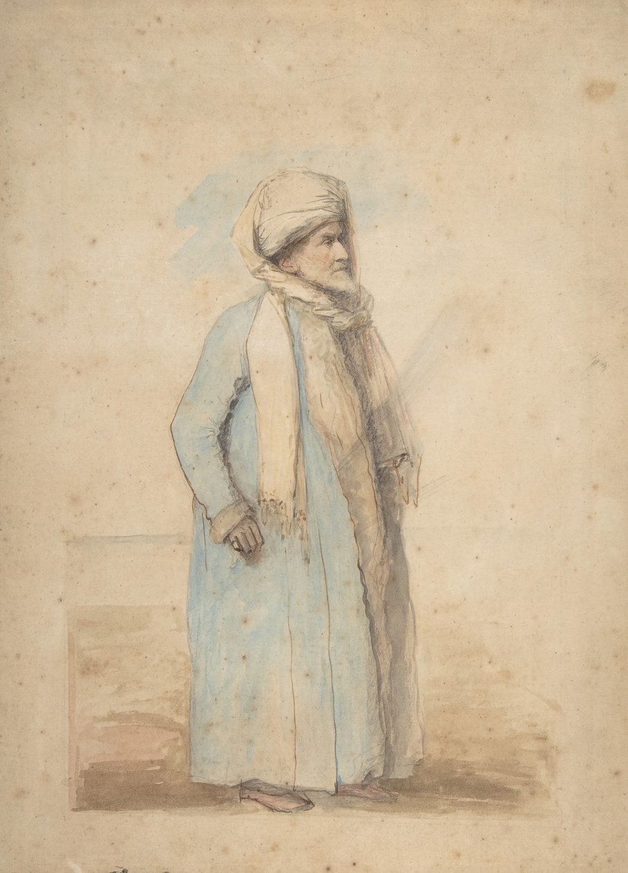 Hombre barbudo con traje oriental de Ozias Humphry