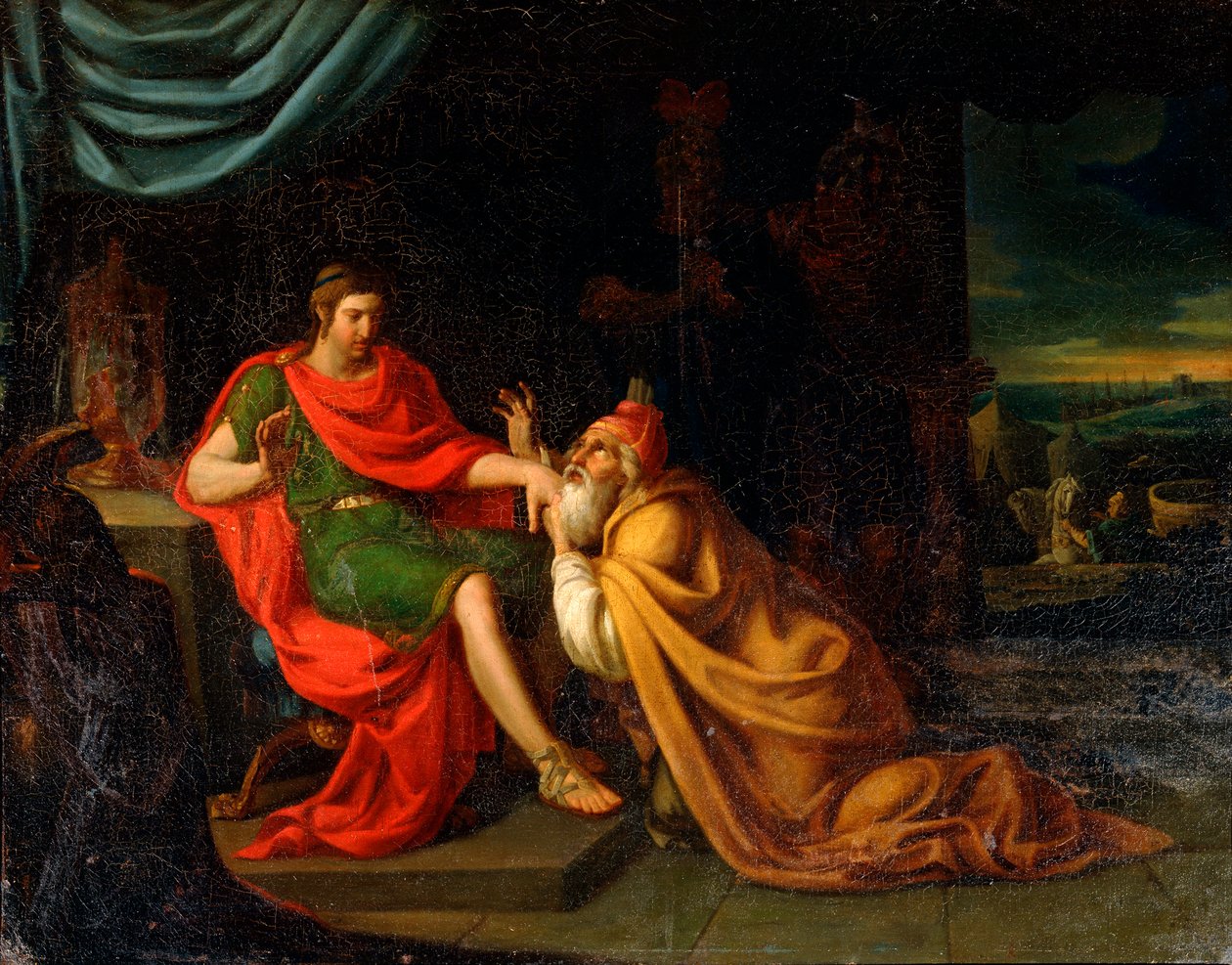 Priamo y Aquiles, siglo XVII de Padovanino