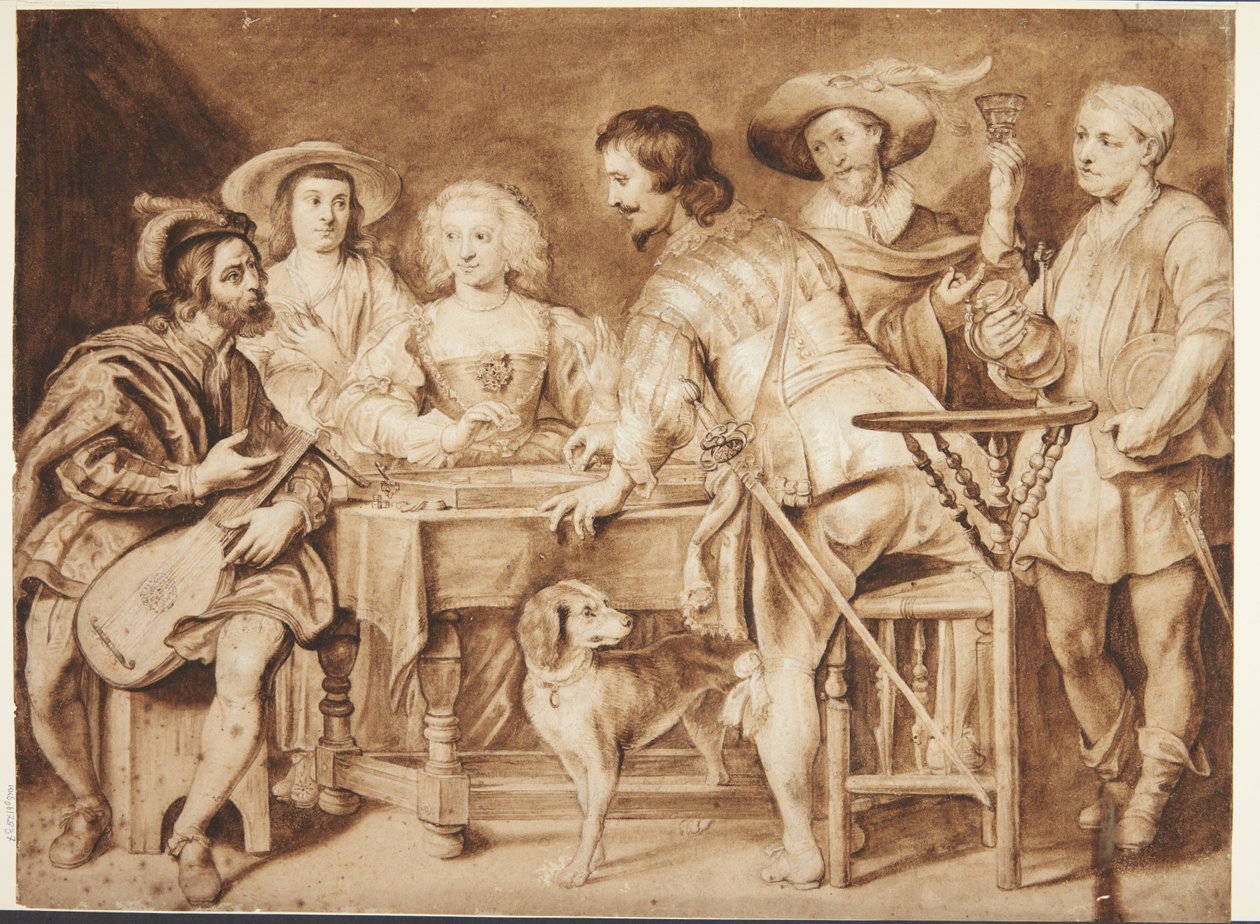 Grupo alrededor de una mesa de Palamedes Palamedesz