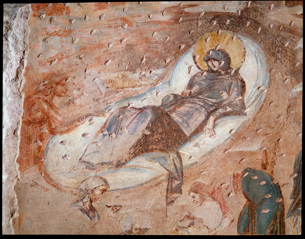 La natividad. Fresco del ábside, siglo VI-VII de Paleo Christian