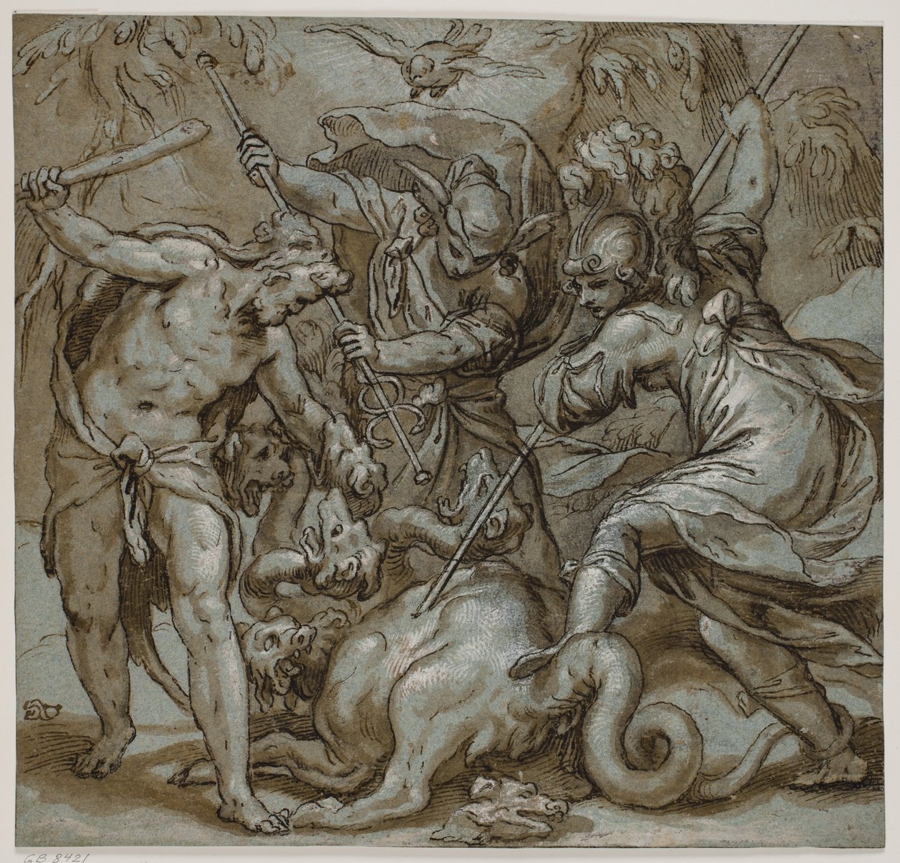 Hércules, Mercurio y Minerva matando a la Hidra de Paolo Farinati