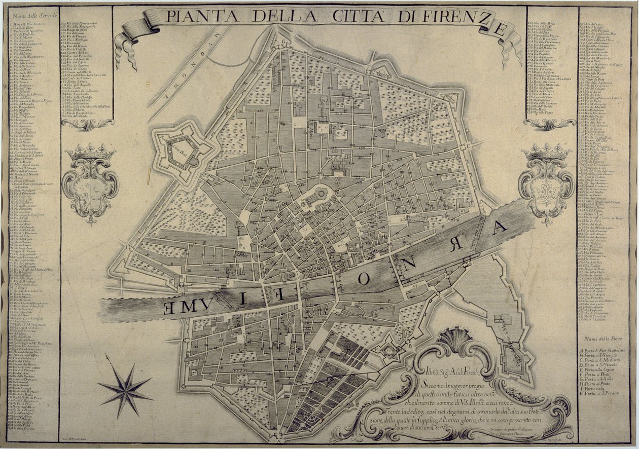 Mapa de Florencia, 1730 de Papini