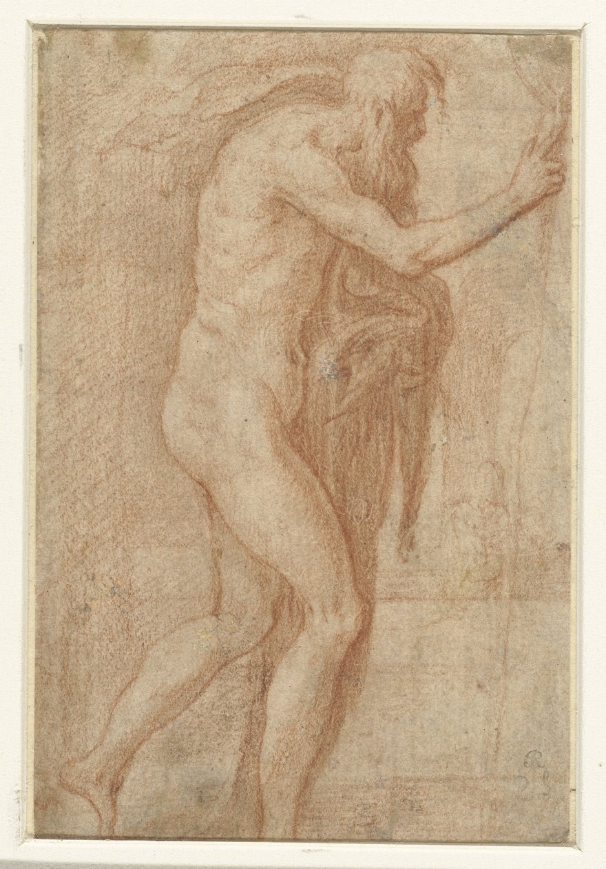 Hombre levantando el dedo en señal de advertencia de Parmigianino