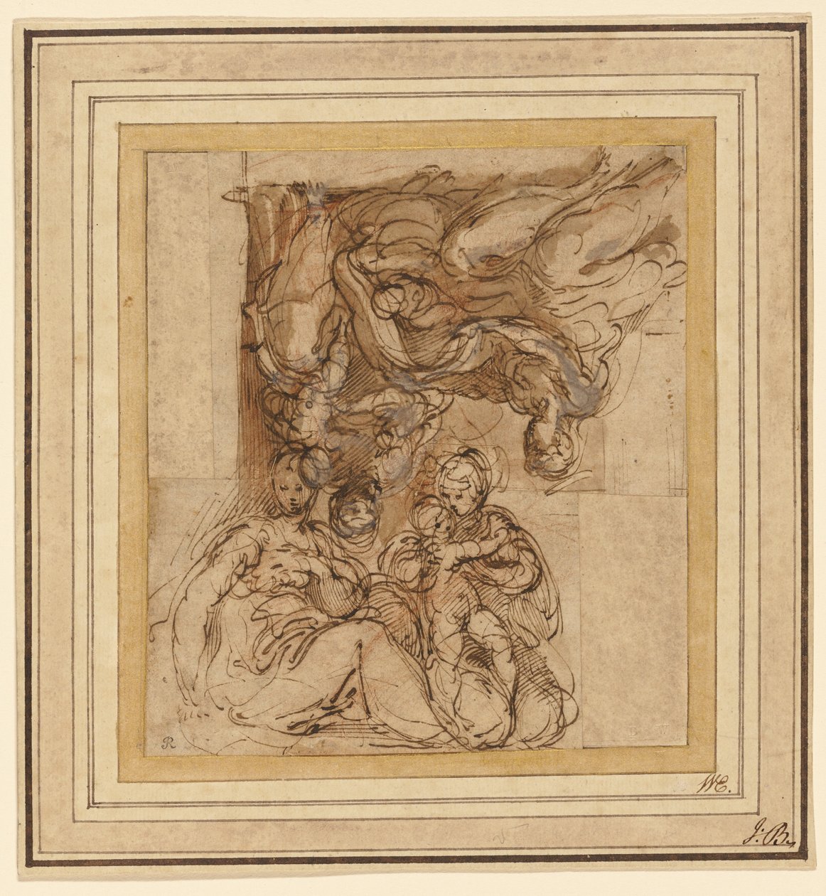 Dos estudios para una Sagrada Familia de Parmigianino