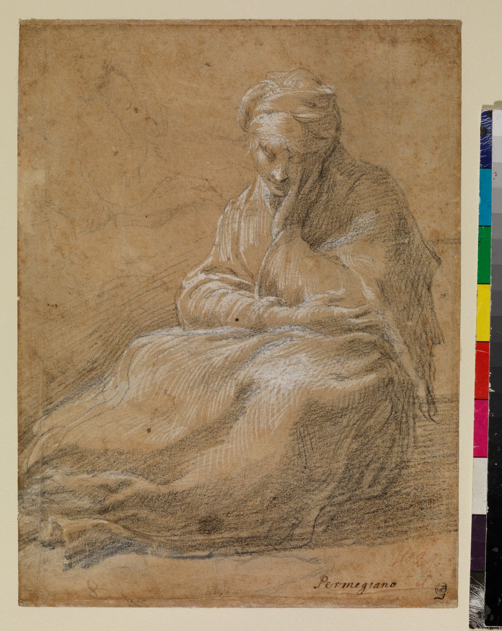 Mujer sentada en el suelo de Parmigianino