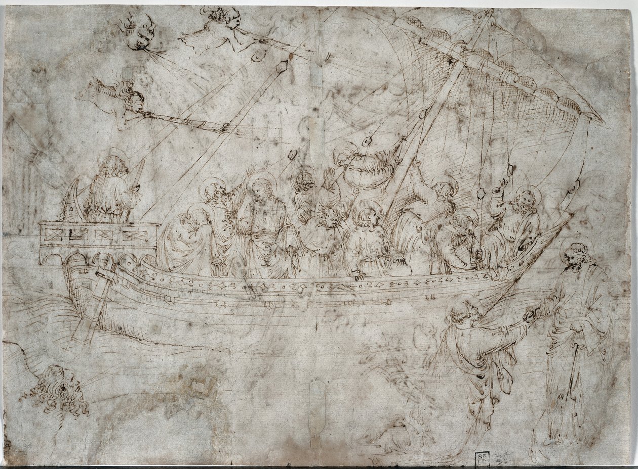Dos dibujos de barcos verso, años 1410 de Parri Spinelli