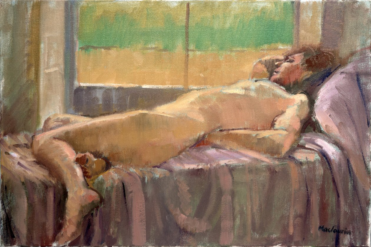 Desnudo recostado (óleo sobre lienzo) de Pat Maclaurin