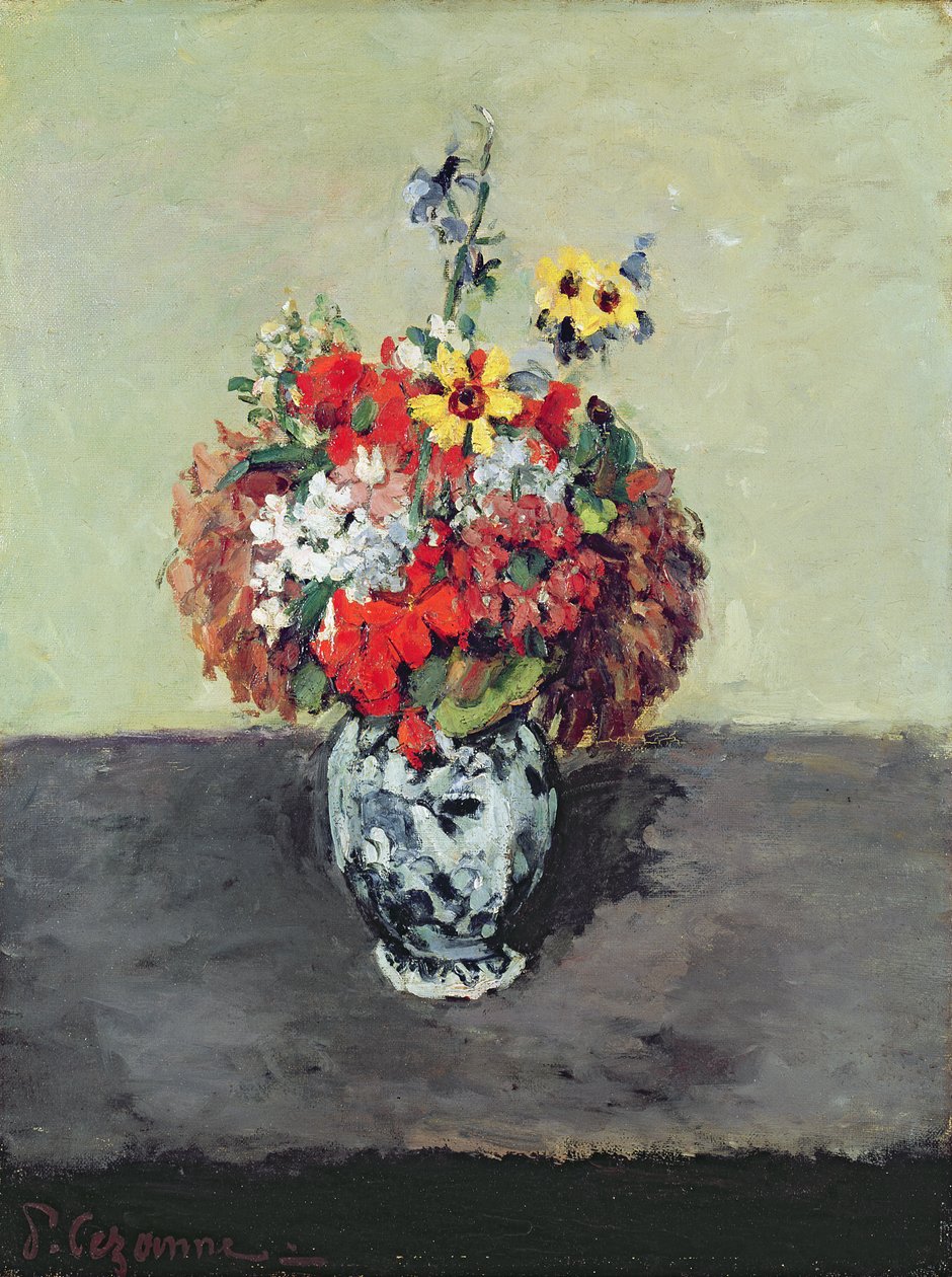 Flores en un jarrón de Delft, c.1873-75 de Paul Cézanne