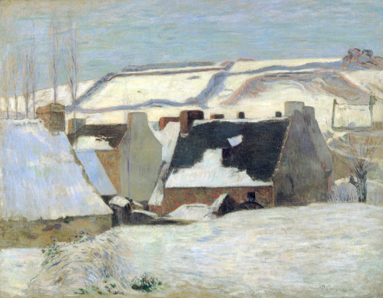 Pueblo bretón en la nieve de Paul Gauguin