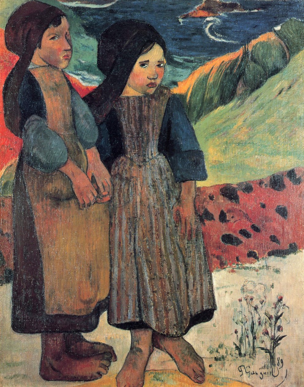 Pequeñas bretonas en el mar de Paul Gauguin