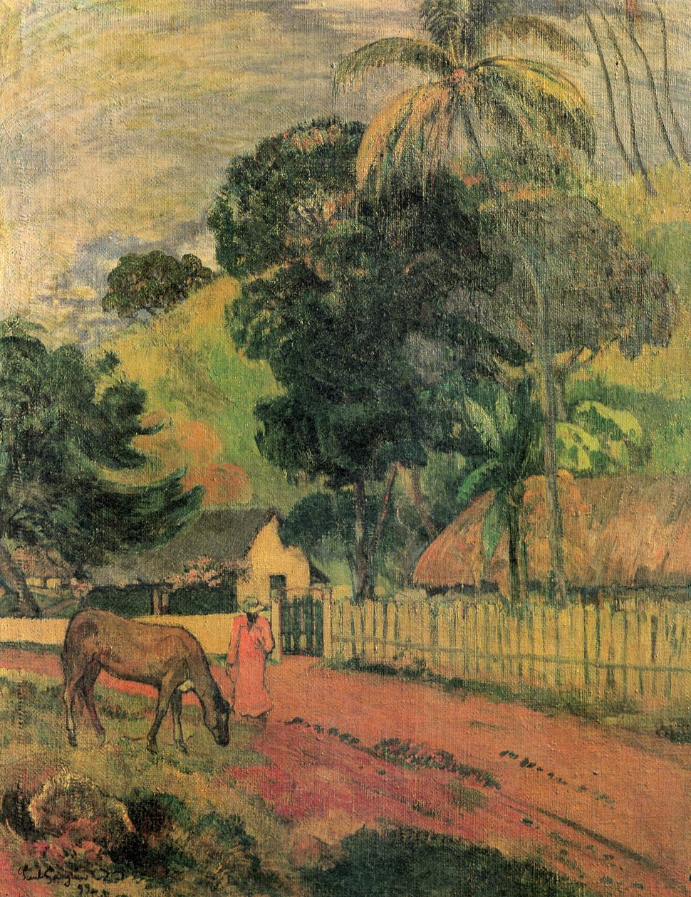 Paisaje (Caballo en el camino) de Paul Gauguin