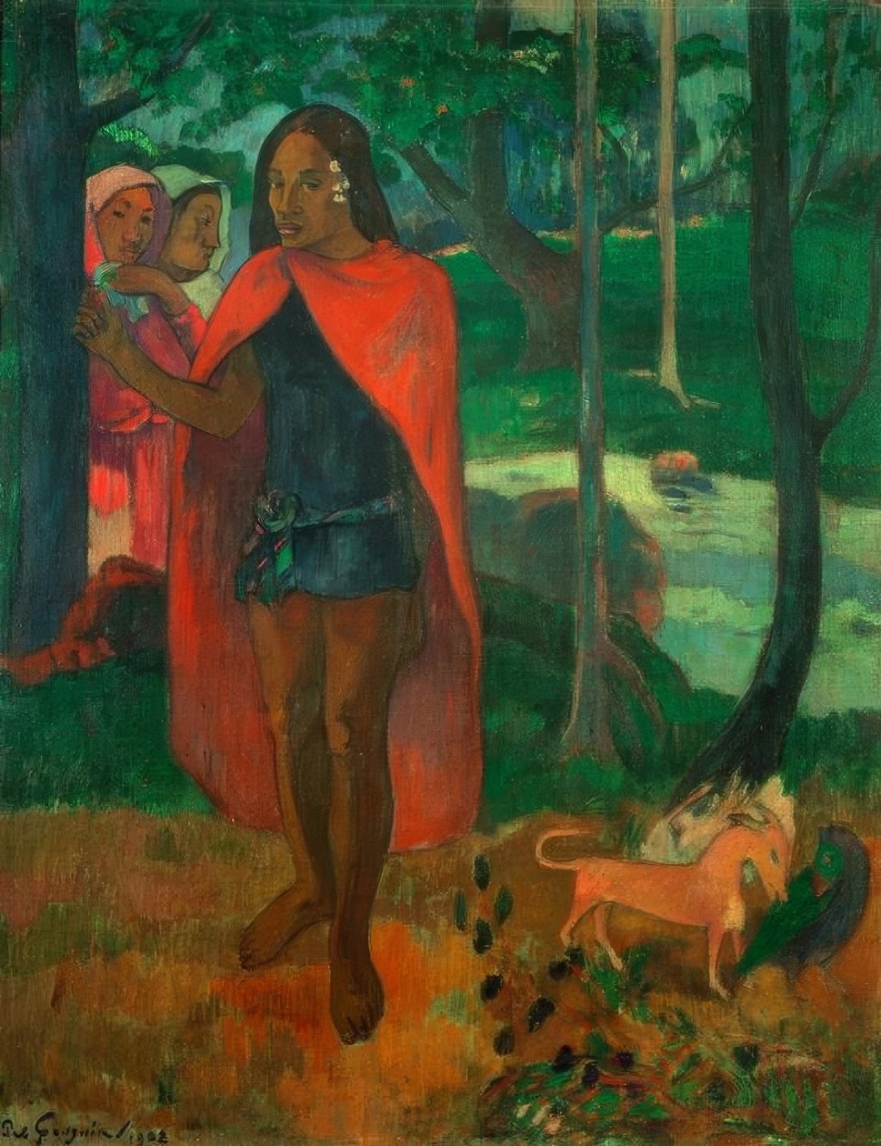 El hechicero de Hiva Oa, o El marquesano con capa roja de Paul Gauguin