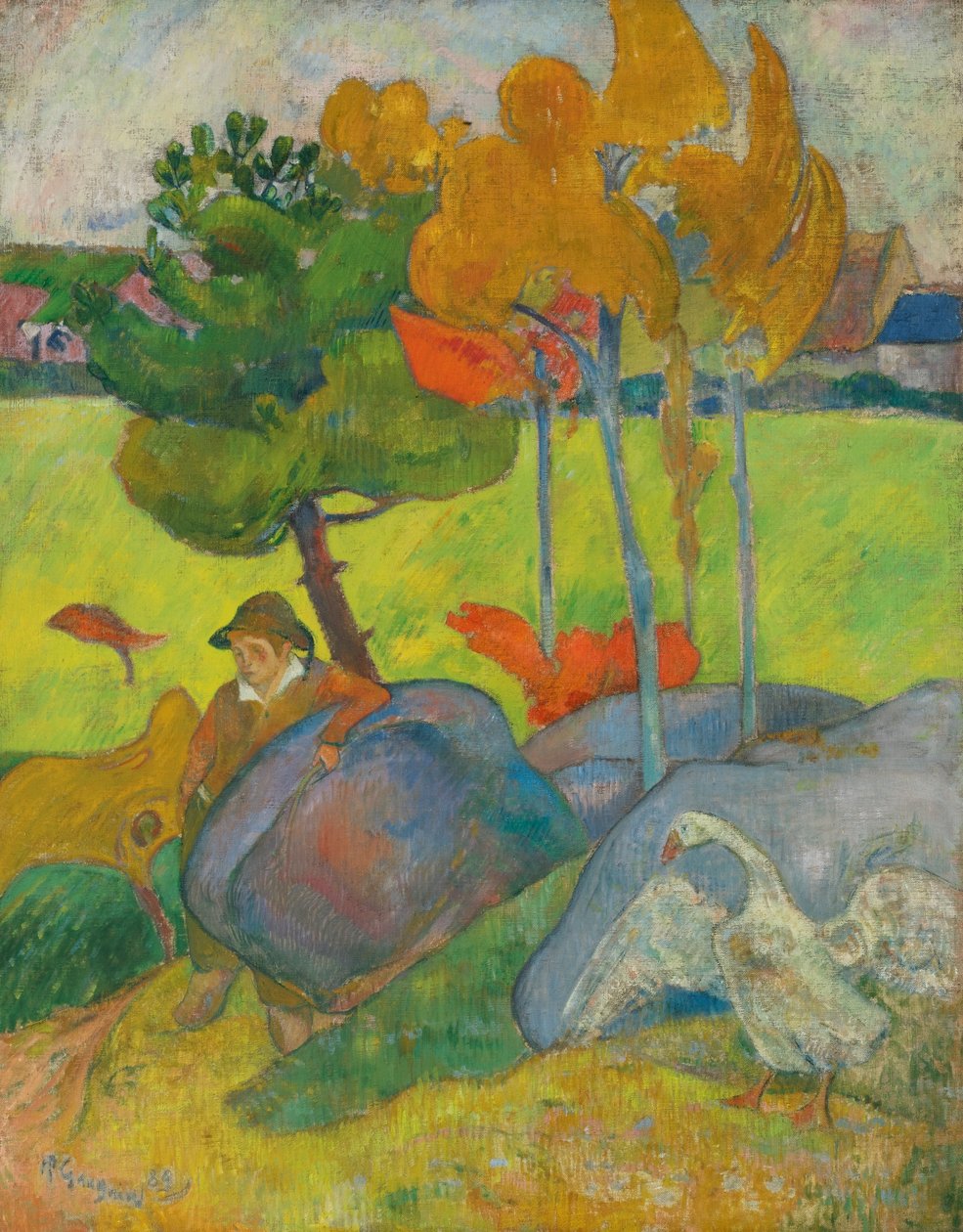 Pequeño bretón con ganso de Paul Gauguin
