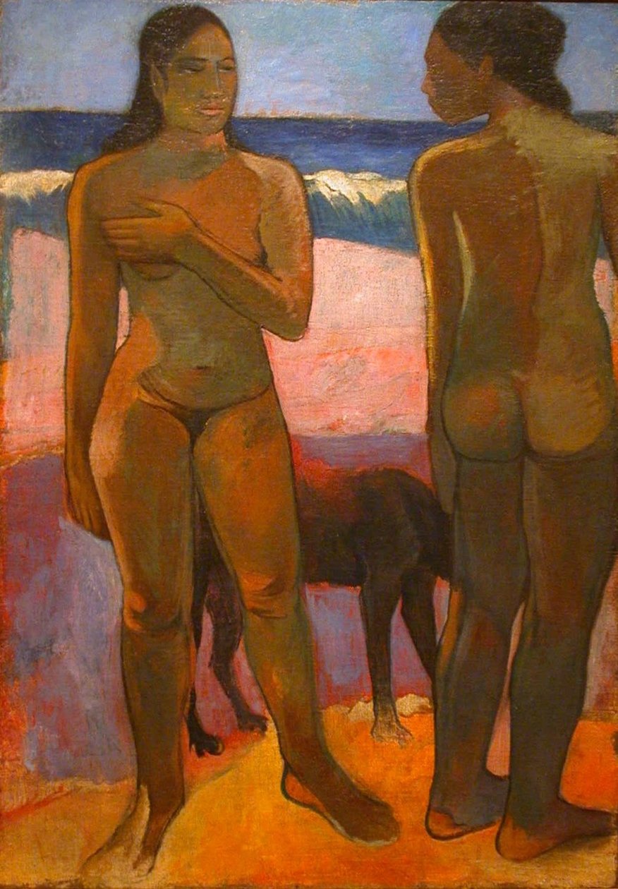 Dos desnudos en una playa tahitiana de Paul Gauguin