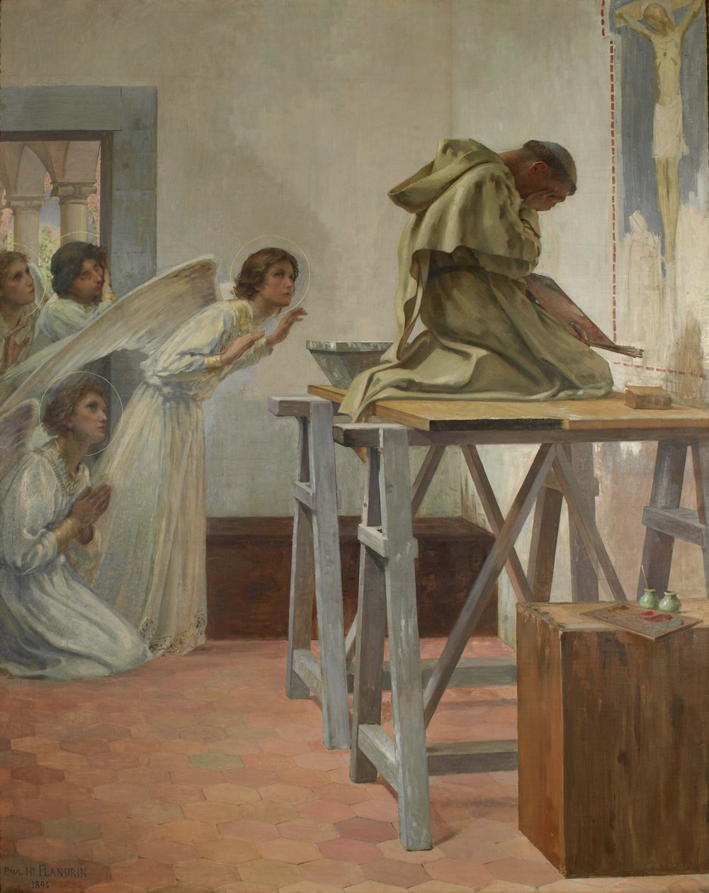 Fra Angelico visitado por los ángeles de Paul Hippolyte Flandrin