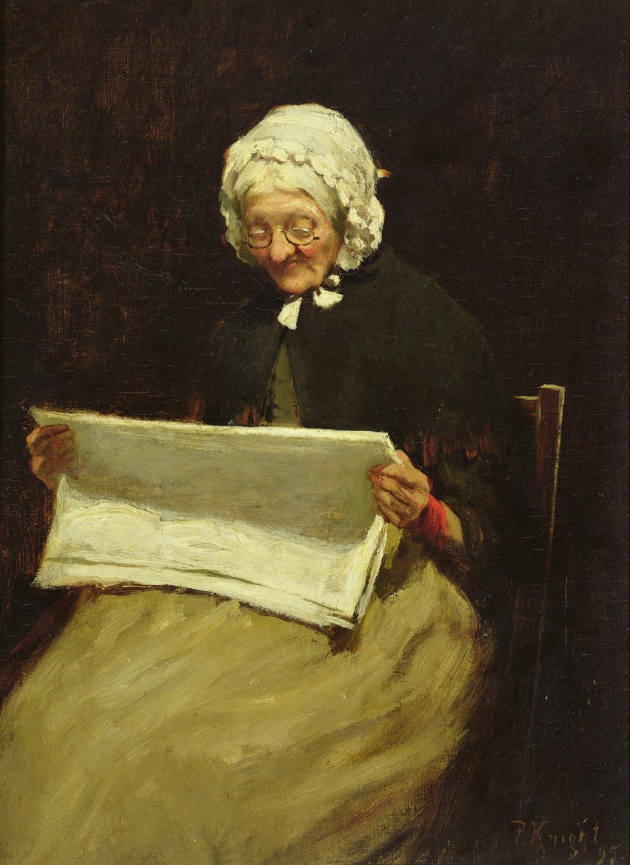 Anciana leyendo un periódico, 1895 de Paul Knight