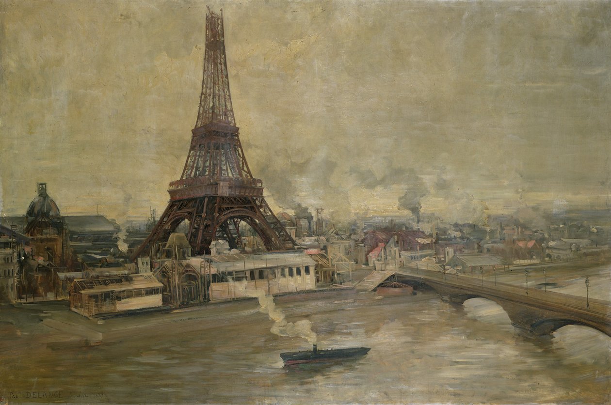 La Construcción de la Torre Eiffel, Enero de 1889 de Paul Louis Delance