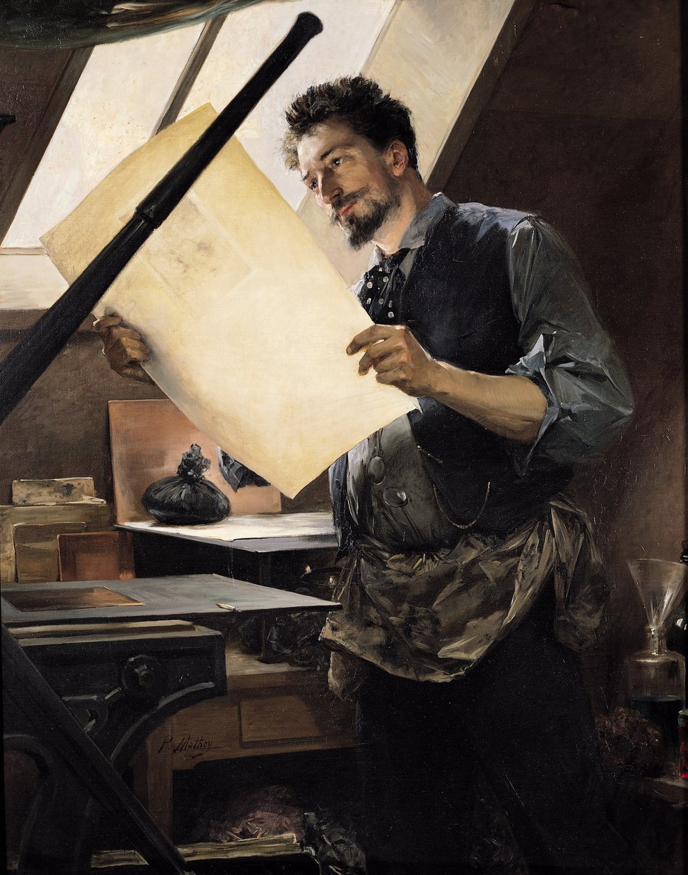 Felicien Rops (1833-98) en su estudio de Paul Mathey