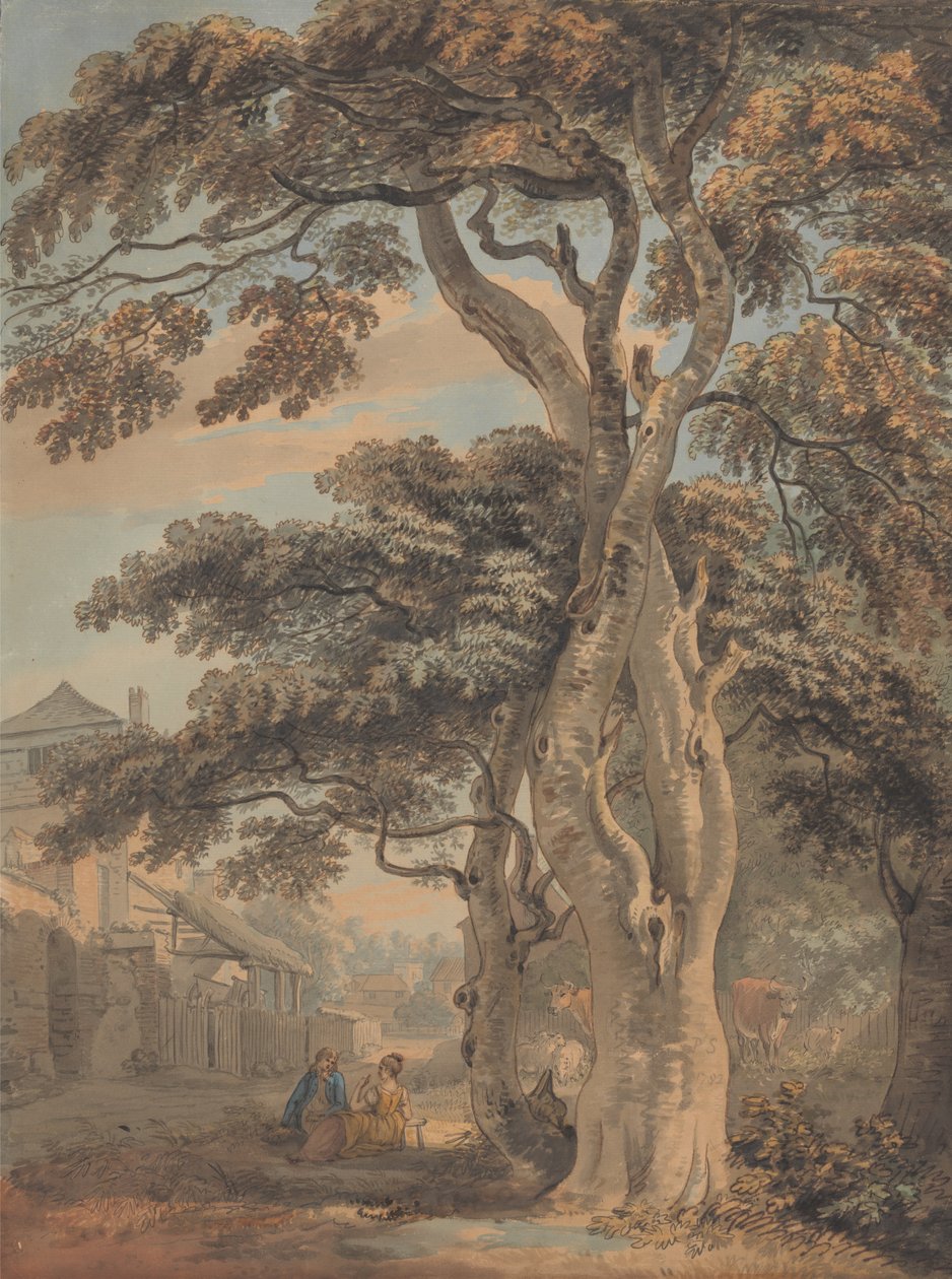 Pareja en un corral de Paul Sandby