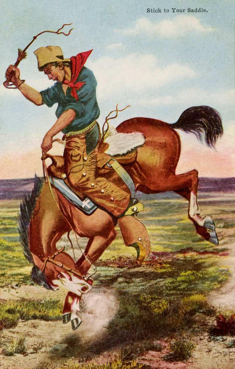 Vaquero en caballo bronco de Paul (after) Gredo
