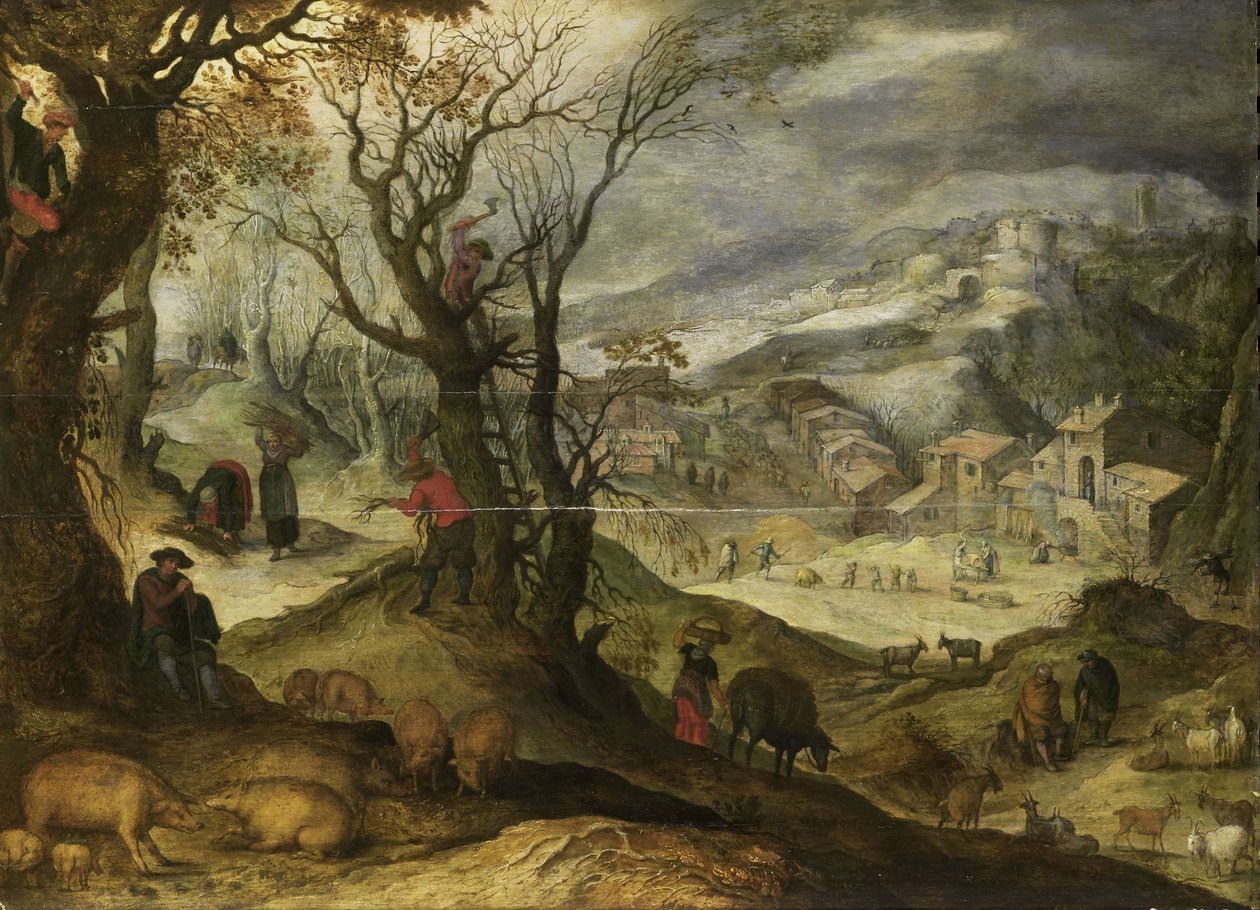 Paisaje de invierno de Paul Bril (copy after)