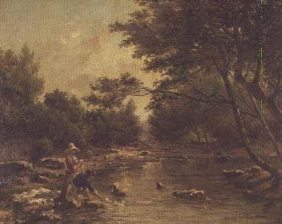 Paisaje fluvial con lavanderas de Paul Camille Guigou