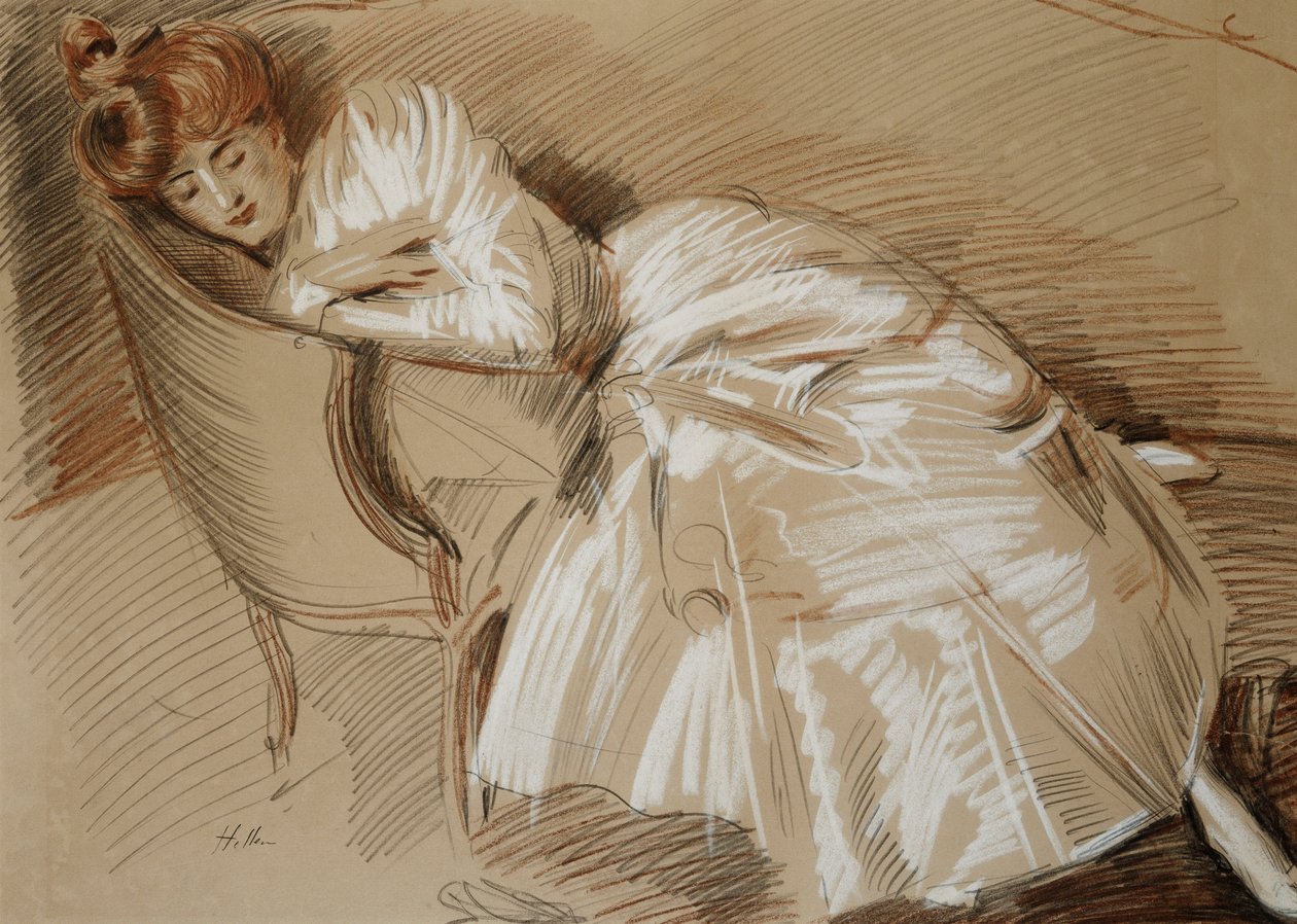 Madame Helleu reclinada en una chaise-longue de Paul Cesar Helleu