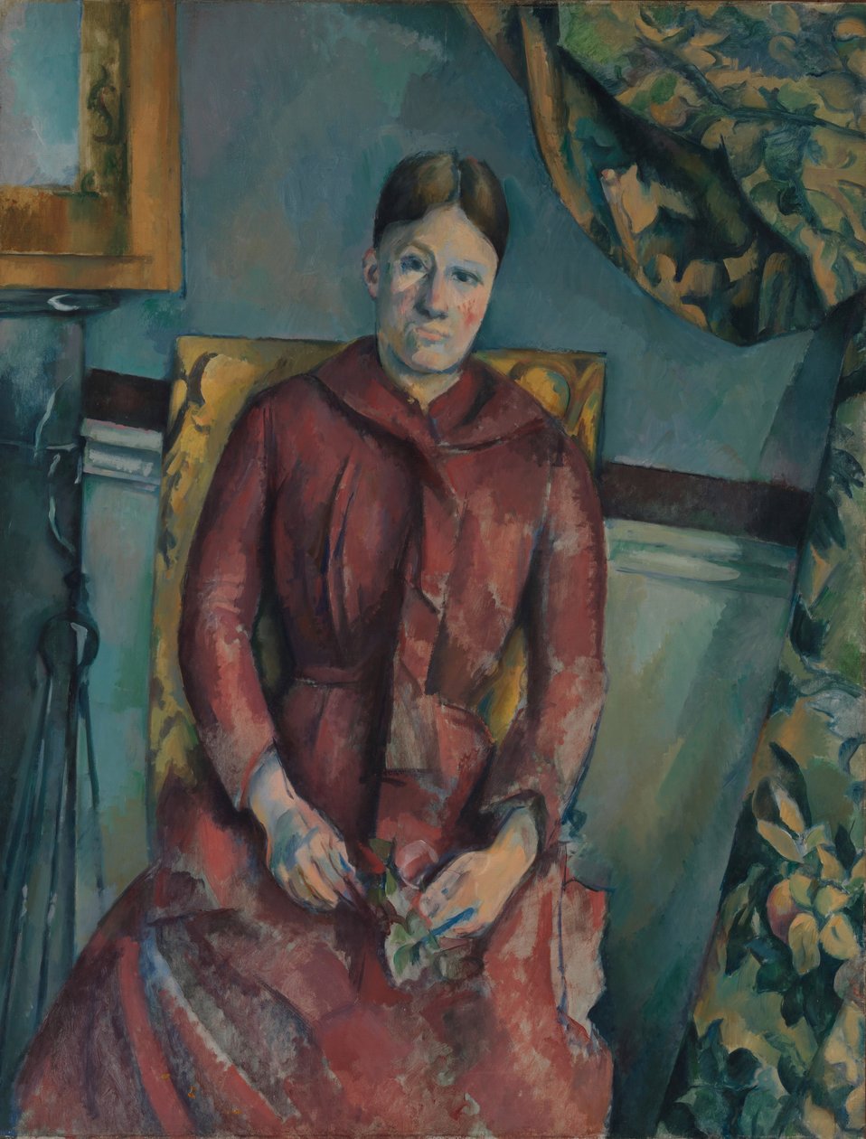 Madame Cézanne con un vestido rojo de Paul Cézanne