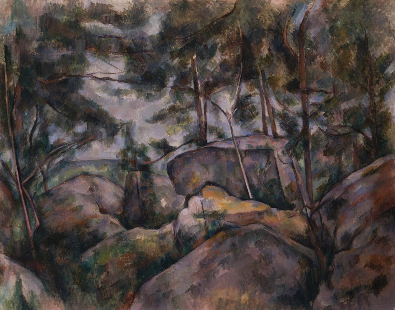 Rocas en el bosque de Paul Cézanne