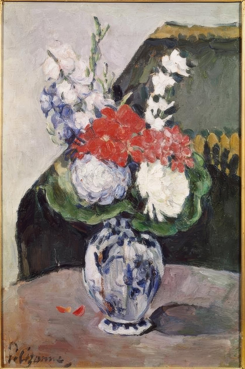 Ramo con pequeño Delft de Paul Cézanne