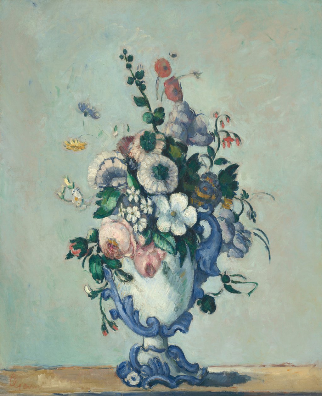Flores en un Jarrón Rococó, c. 1876 de Paul Cézanne