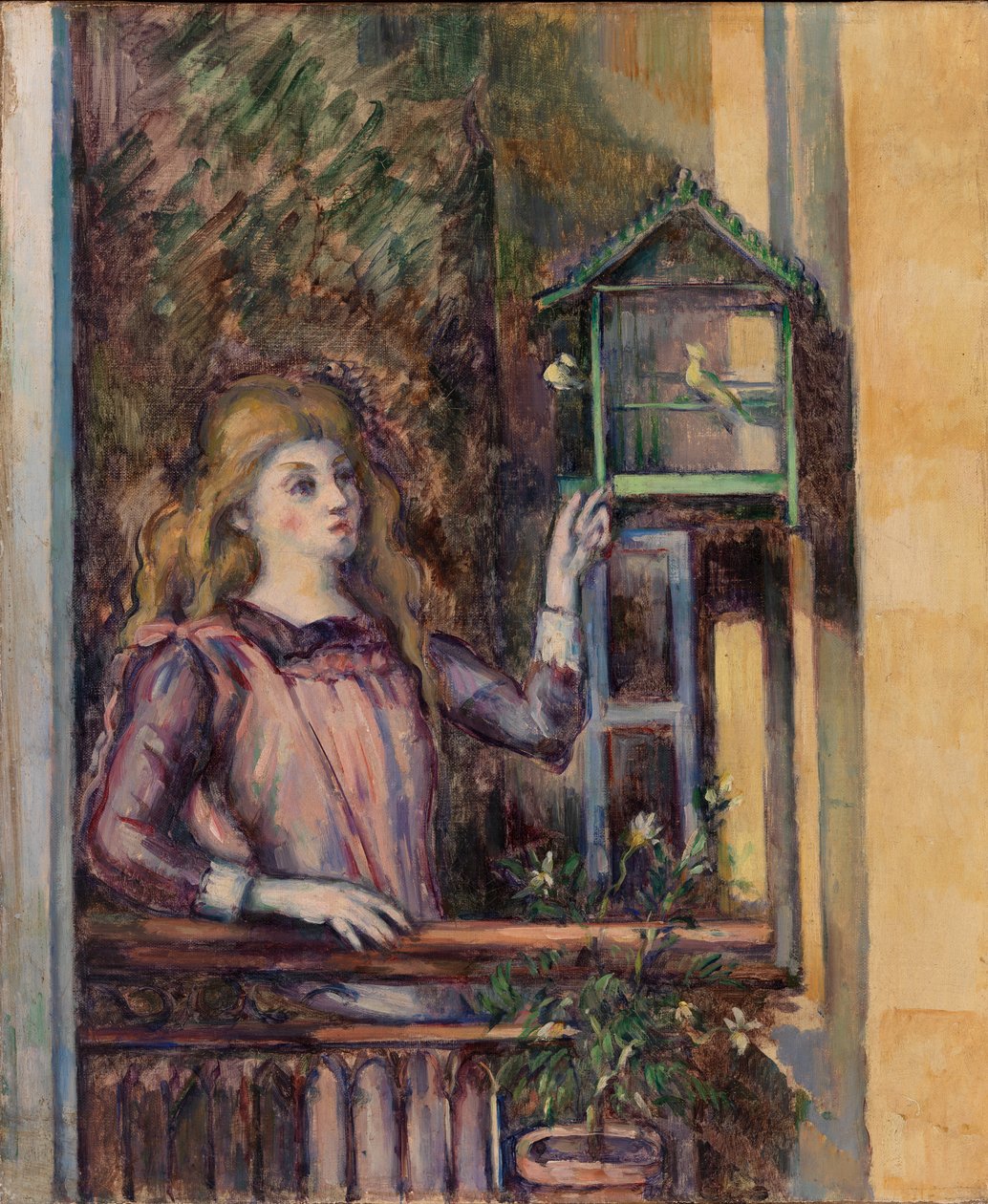 Chica con jaula de pájaros de Paul Cézanne