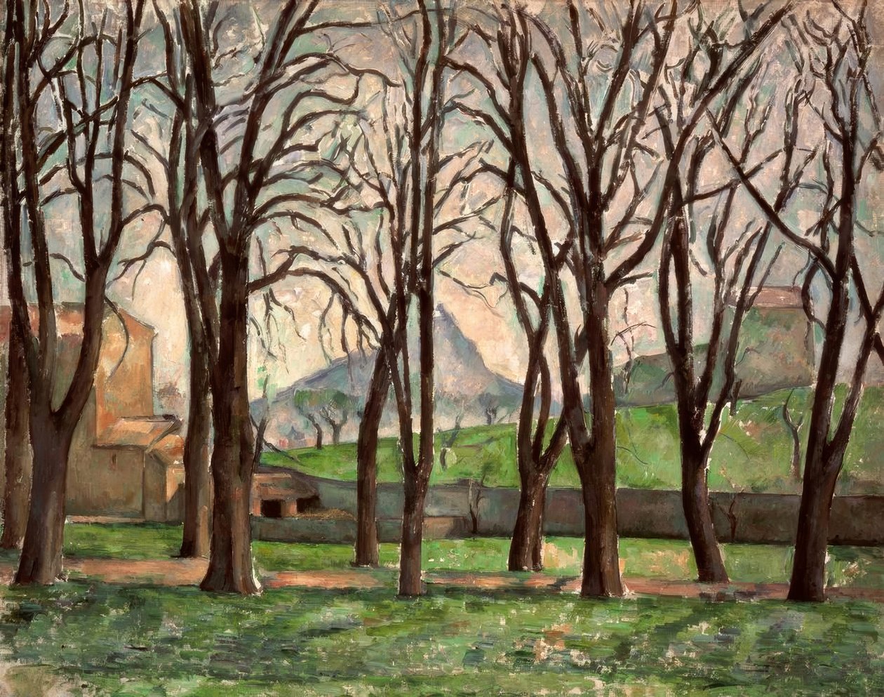Castaños de Jas de Bouffan en invierno de Paul Cézanne