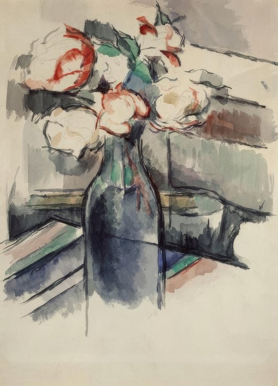 Rosas en una botella de Paul Cézanne
