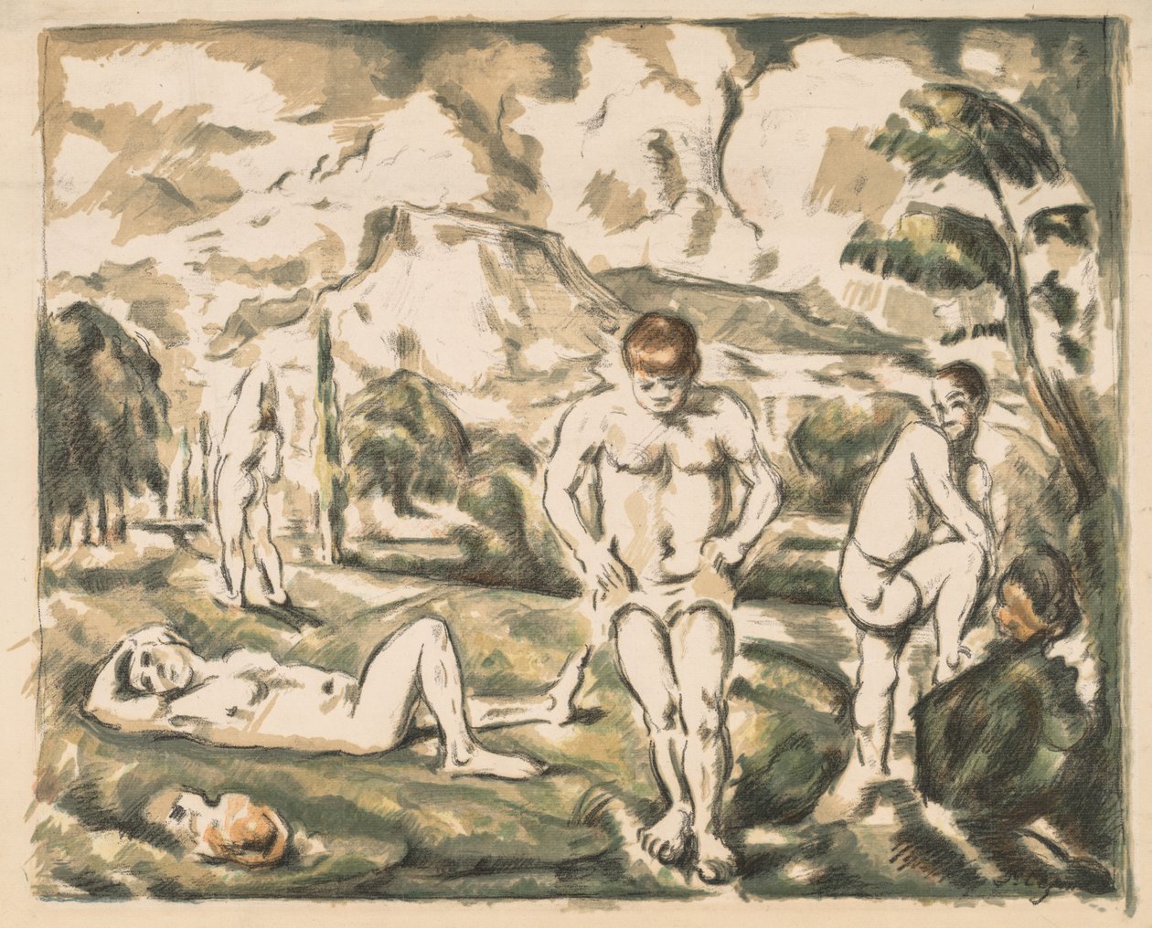 Los bañistas (Placa grande) de Paul Cézanne