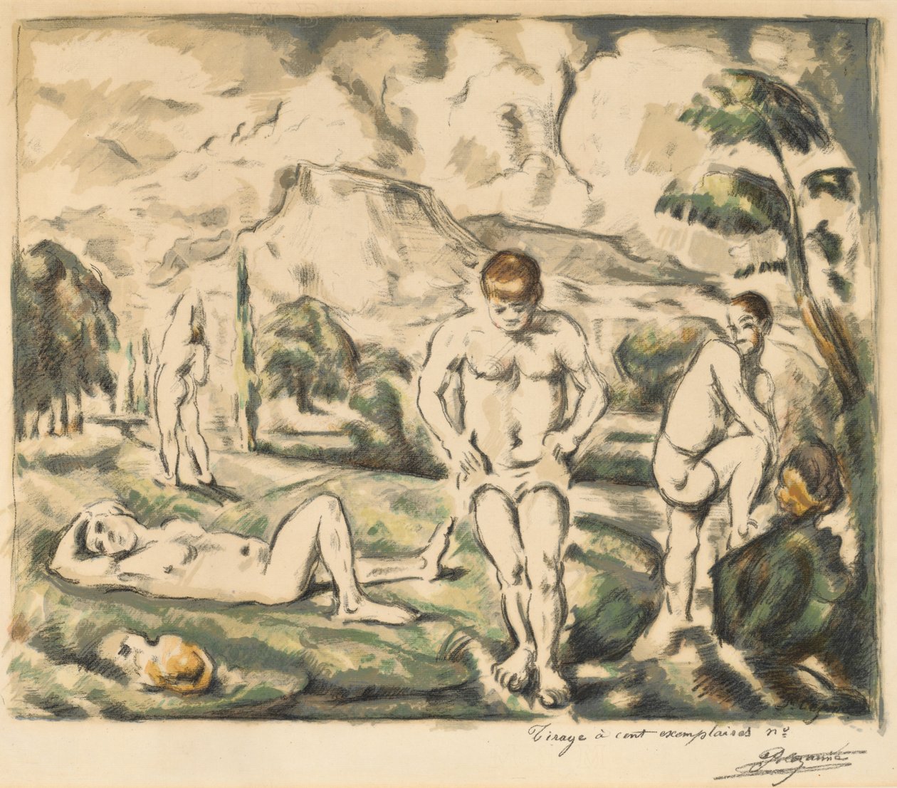 Los bañistas, gran placa, 1896-1897 de Paul Cézanne