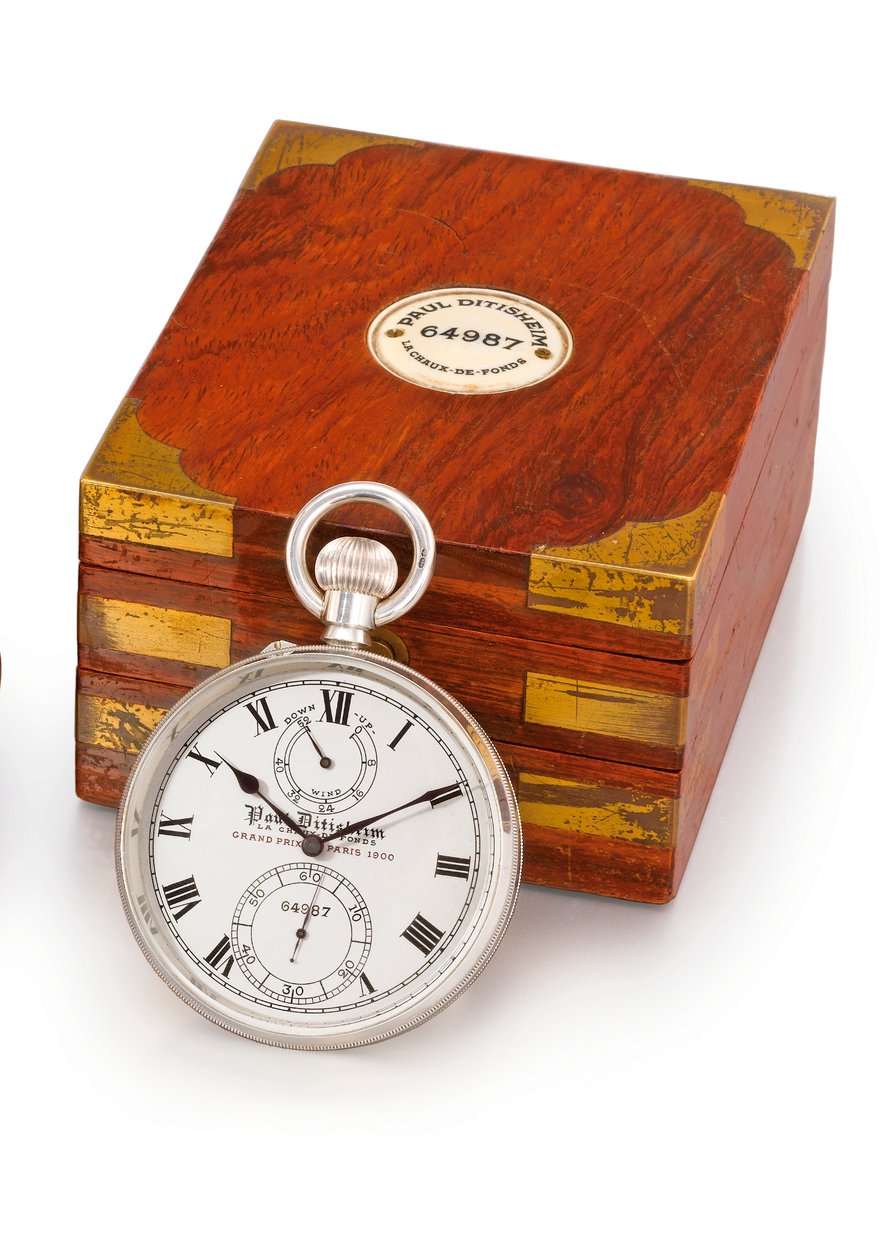 Reloj de cubierta sin llave Openface y estuche de Paul Ditisheim