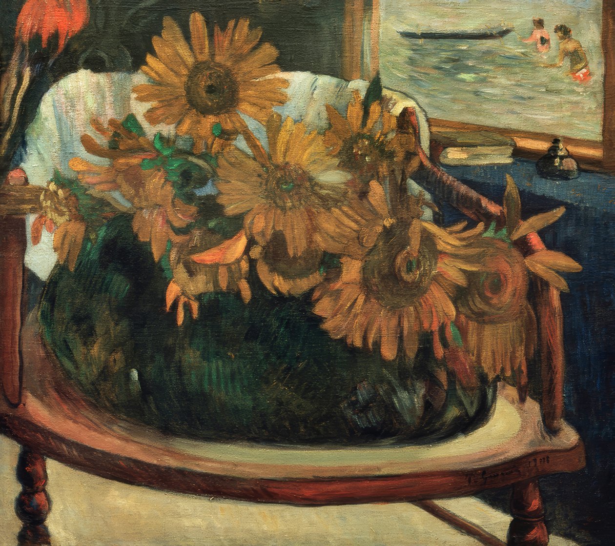 Flores de girasoles en un sillón I de Paul Gauguin