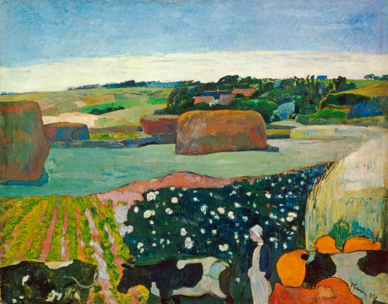 Pilas de heno en Bretaña, 1890 de Paul Gauguin