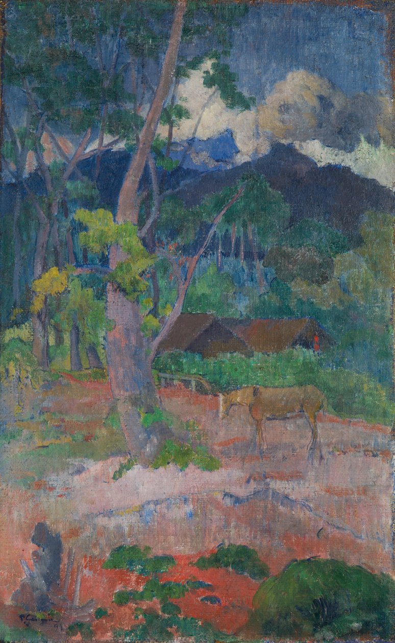 paisaje con un caballo de Paul Gauguin