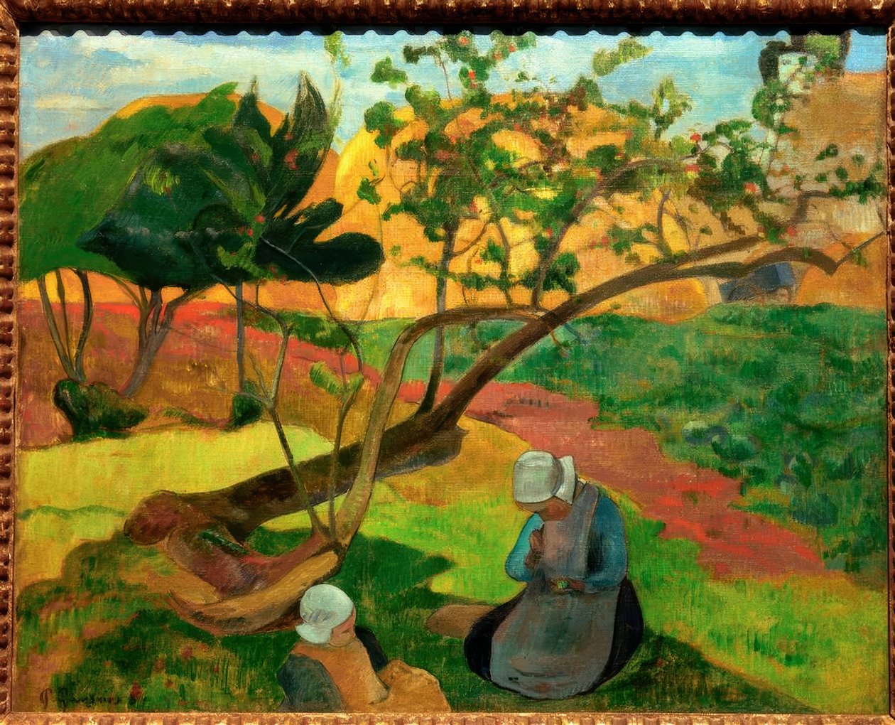 Paisaje con dos mujeres bretonas de Paul Gauguin