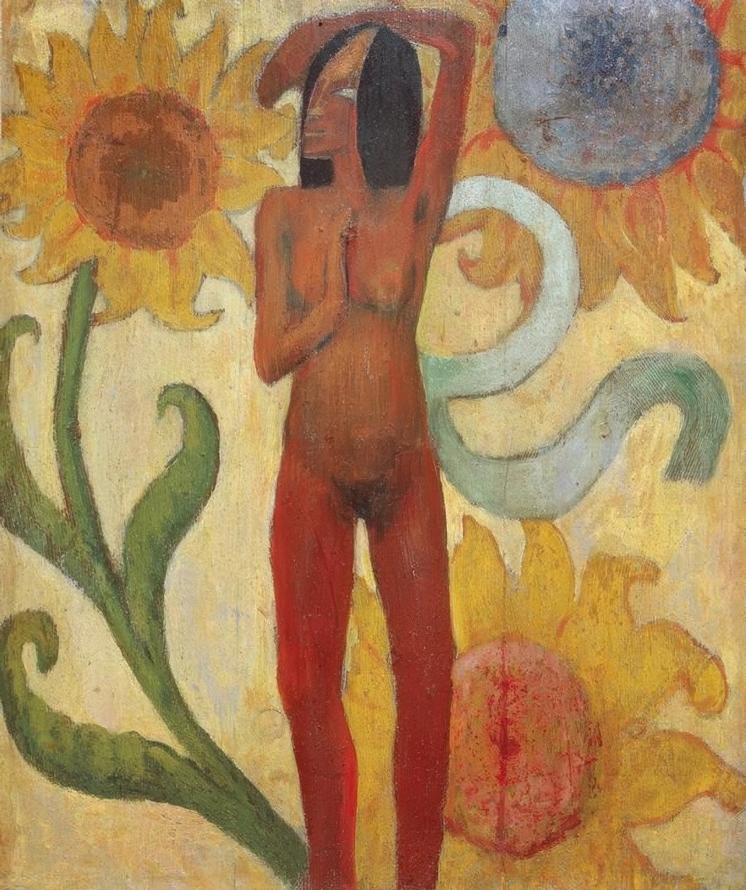 Figura femenina desnuda con girasoles (o Mujer caribeña) de Paul Gauguin