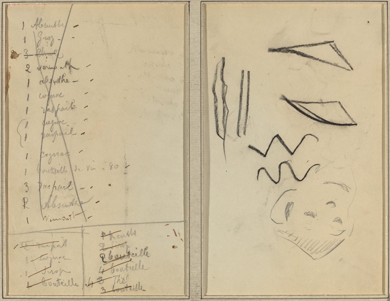 "Neige" (Nieve); Itinerario [recto] de Paul Gauguin
