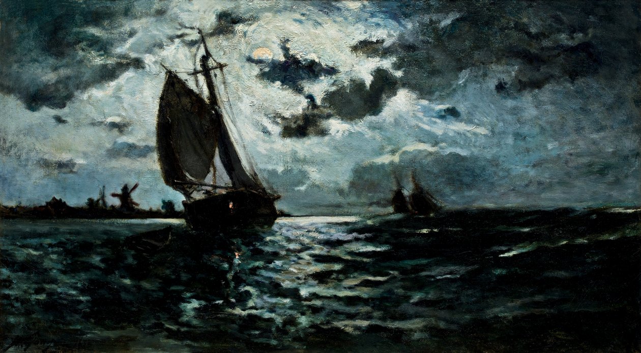 Barco de vela a la luz de la luna de Paul Gauguin