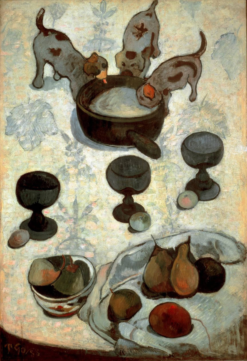 Bodegón con tres cachorros de Paul Gauguin